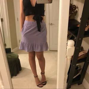 Purple J. Crew Velvet Ruffled Skirt with Pockets